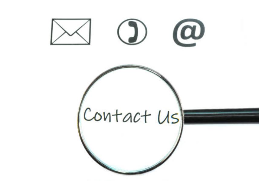 Contact Us with email, phone, icons